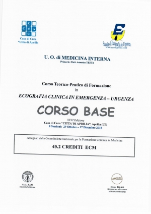 Corso teorico pratico di Formazione in Ecografia clinica in Emergenza-Urgenza